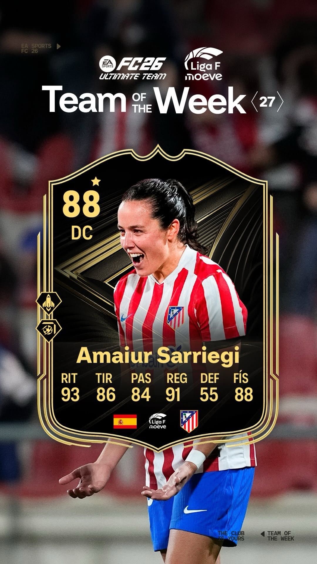 Oficial | Amaiur Sarriegui irrumpe en el 27º Team of the Week con un hat-trick que sacude la élite